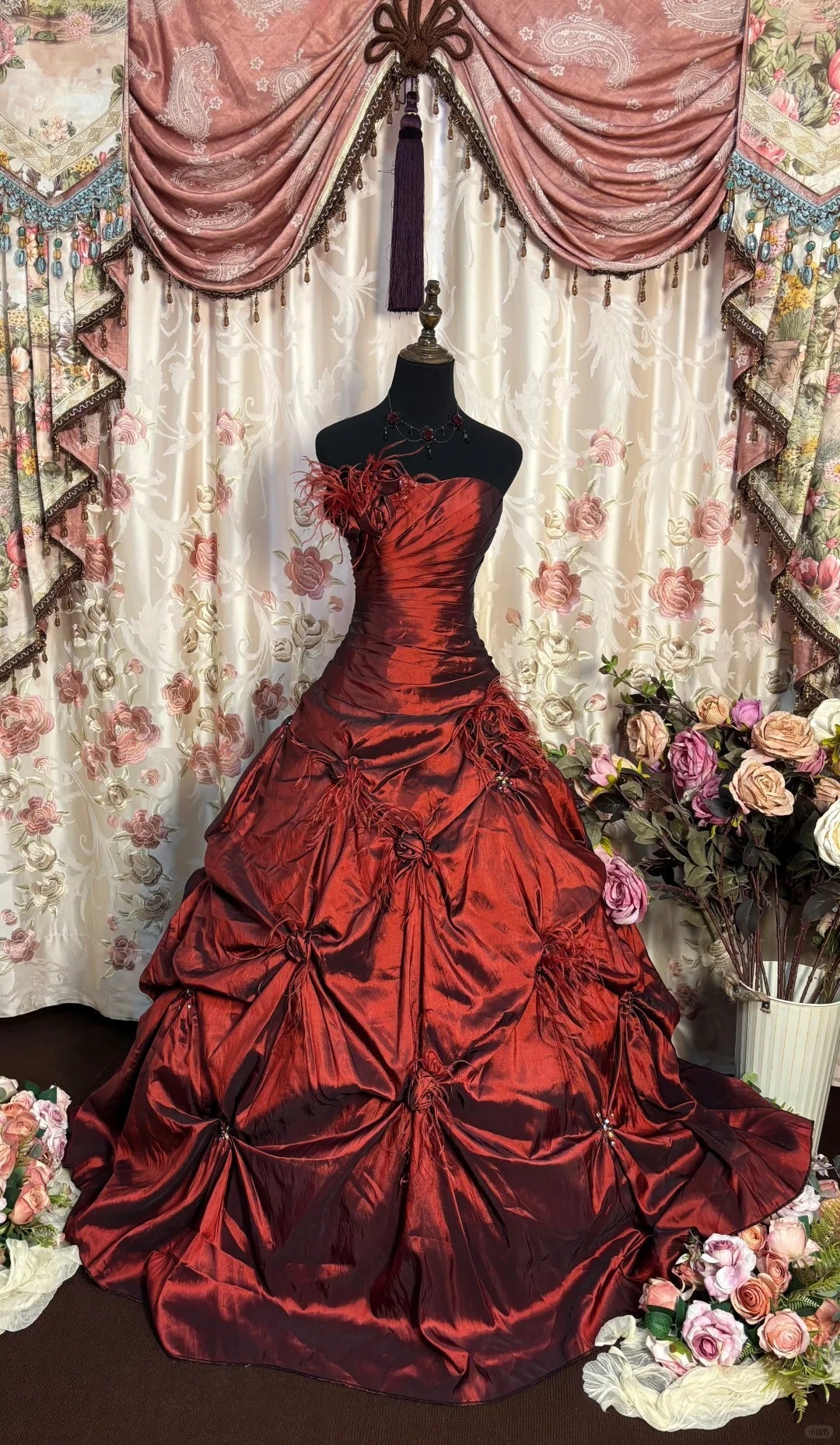 Red A Line Ball Gown Long Evening Party Dress fg7349