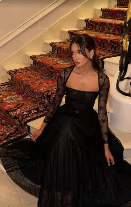 Black Evening Dress Elegant Lace Party Dress fg7313
