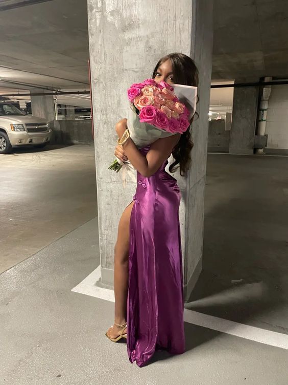 Elegant Slit Mermaid Birthday Party Dress Evening Dress fg7182