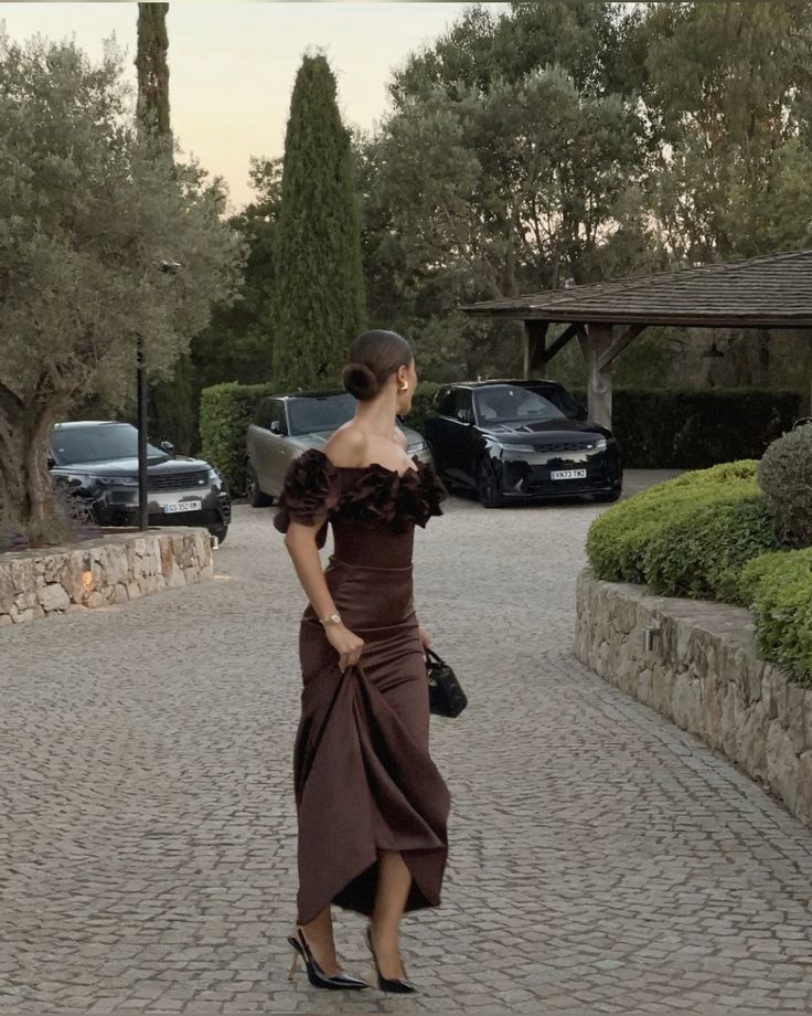 Brown Off The Shoulder Long Prom Dress Formal Dress fg7064
