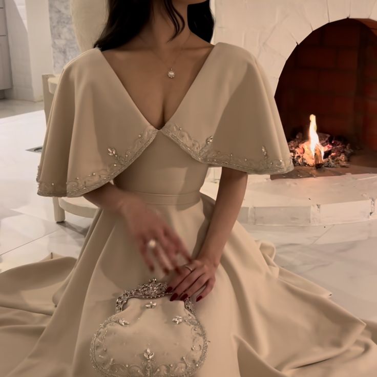 Elegant A line Prom Dress,Ivory Evening Dress Formal Prom Gown fg7282