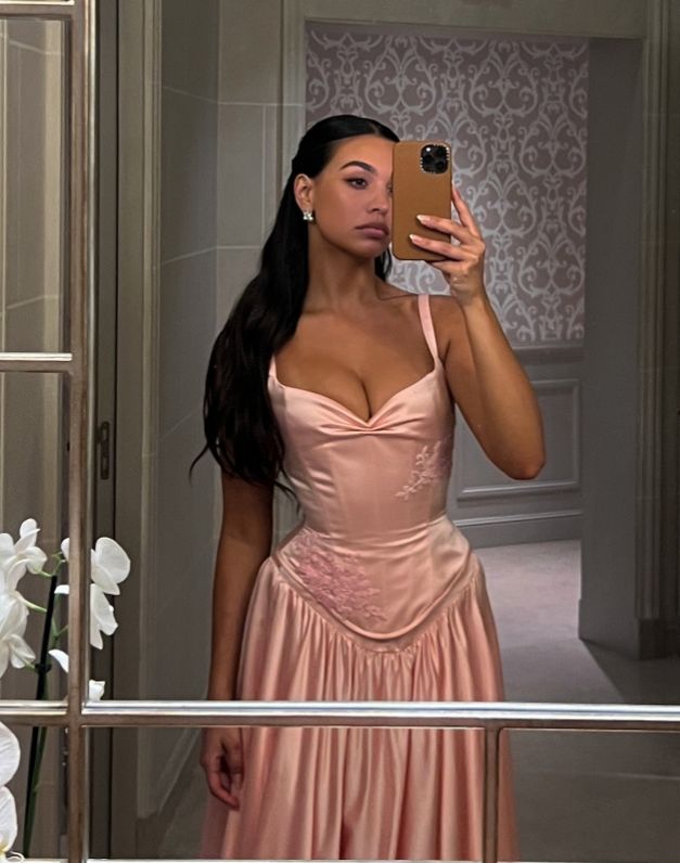 Elegant Pink Satin A-Line Long Evening Dress Bridesmaid Dress fg7255