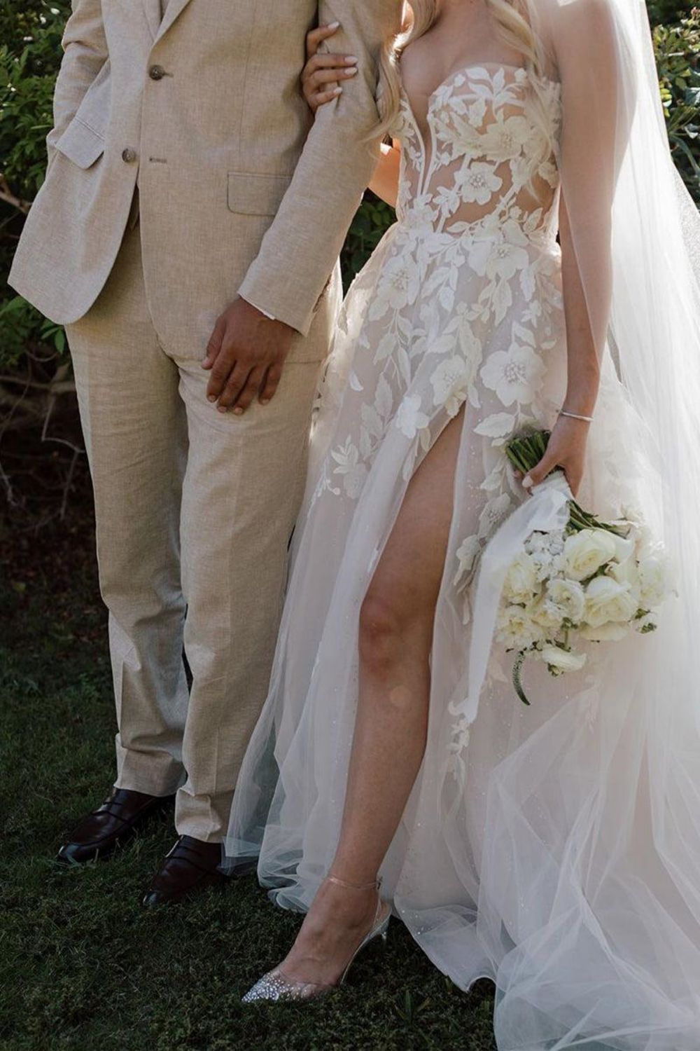 Gorgeous A Line Sweetheart White Long Bridal Dress with Appliques
