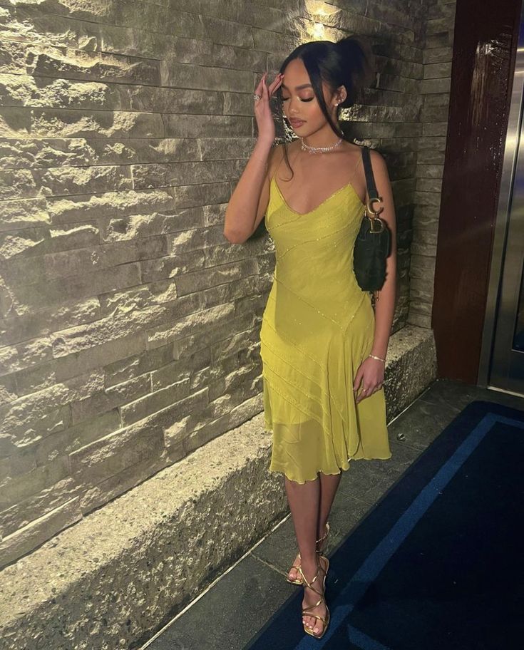 Sexy Women Dress New V Neck Yellow Evening Party Dresses fg7788