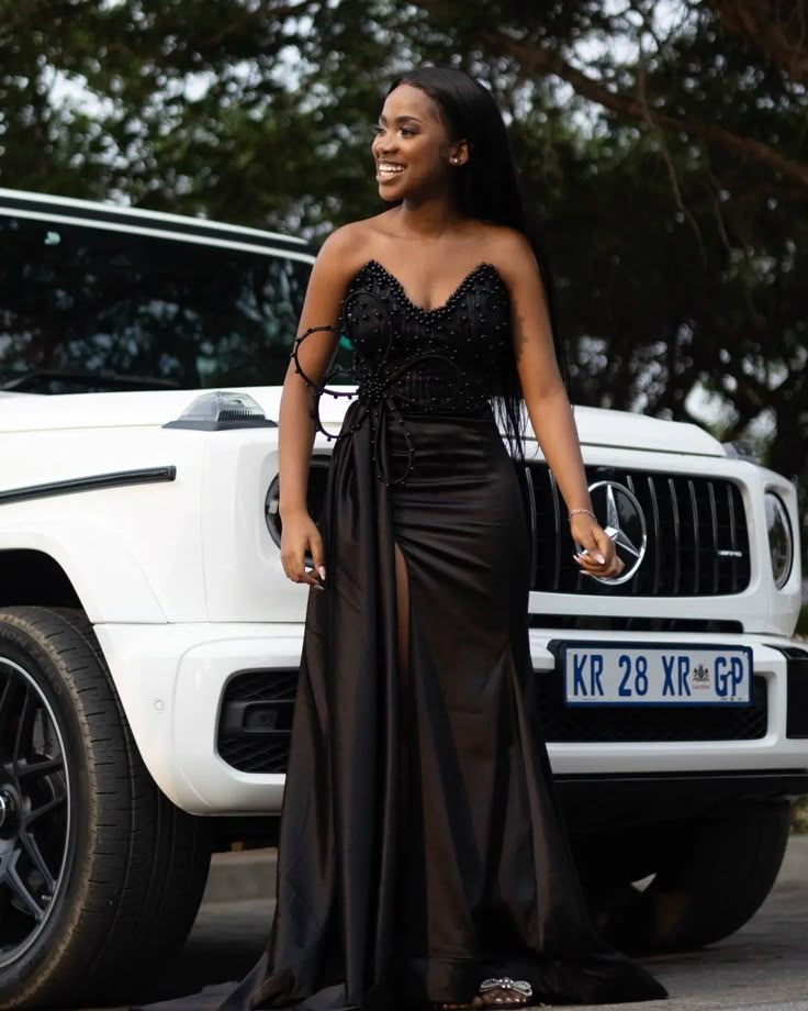 Black Strapless Pearls Prom Party Dress Formal Evening Dress fg7522