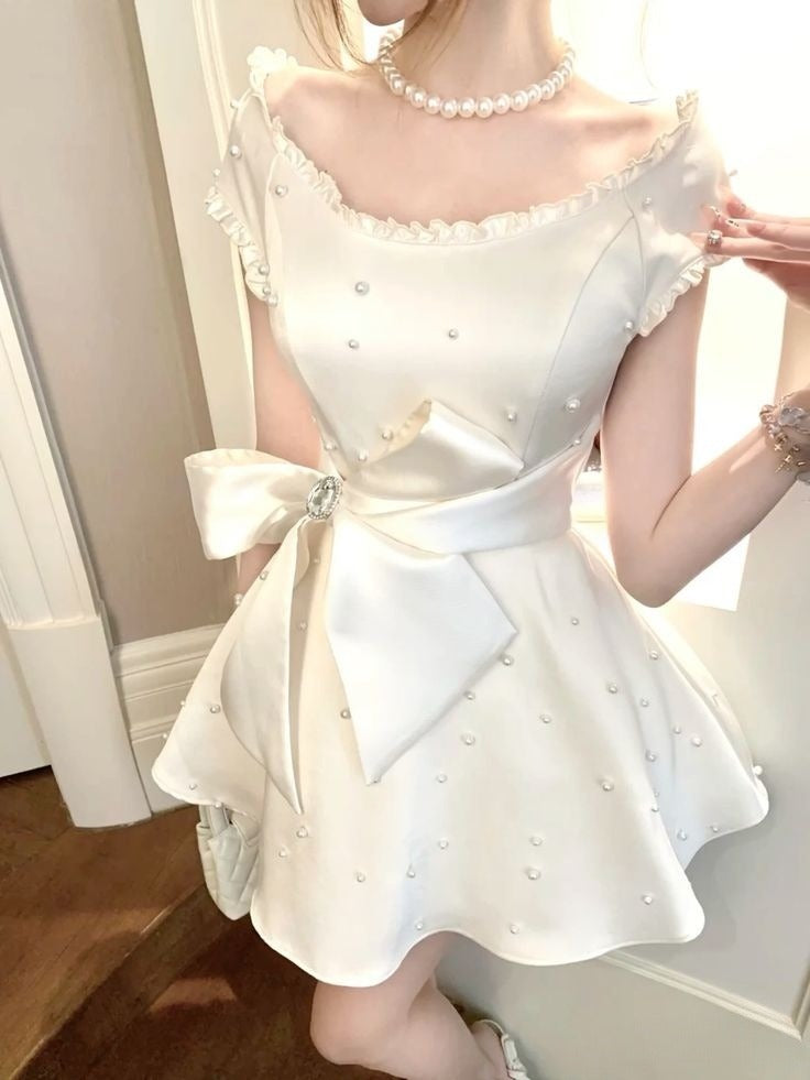 A Line White Short Evening Dress Cocktail Dresses Short Party Dress fg7879