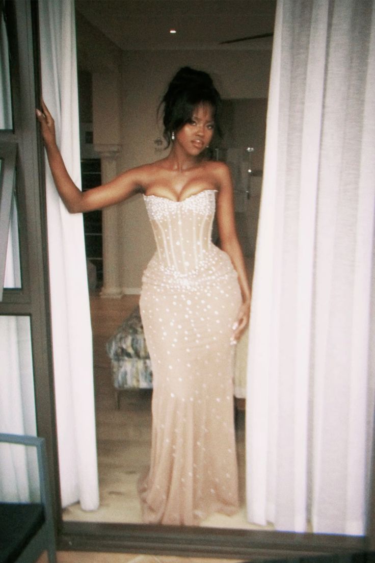 Champagne Strapless Mermaid Prom Dresses Formal Evening Dress fg7596