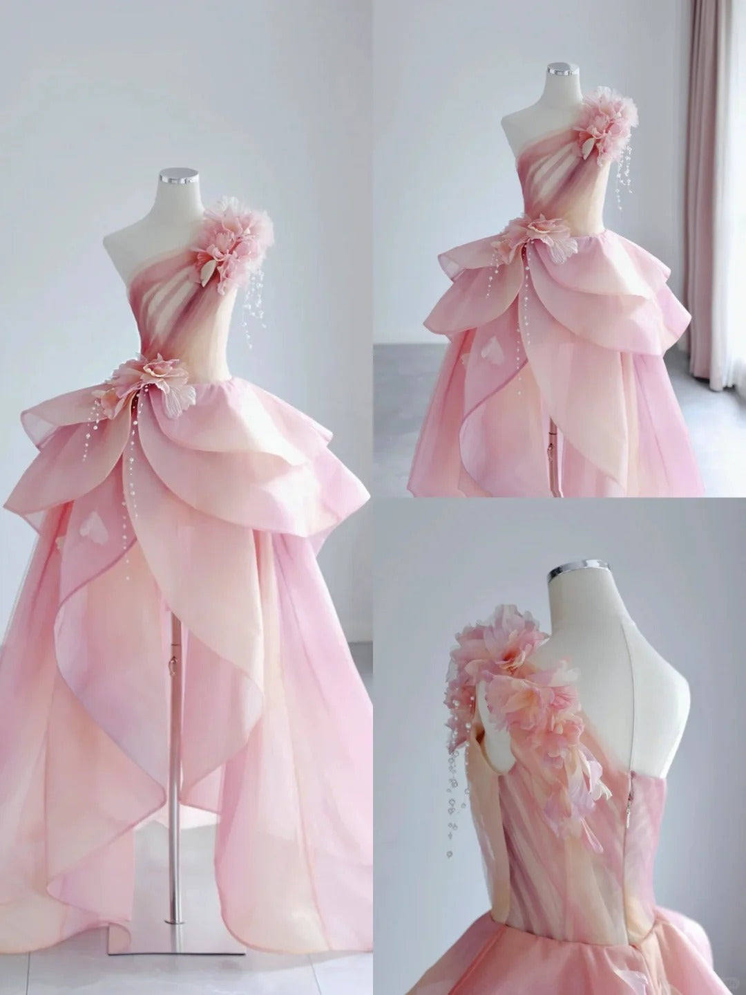 Elegant Formal Dress with 3D Flowers, A-Line Evening Party Dress fg7527