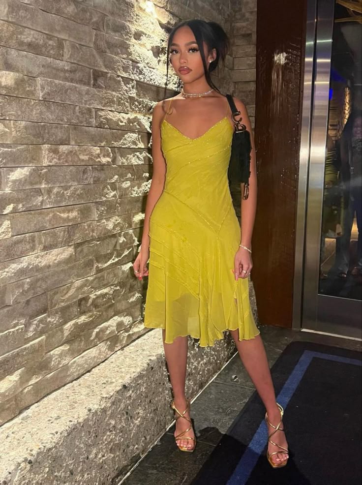 Sexy Women Dress New V Neck Yellow Evening Party Dresses fg7788