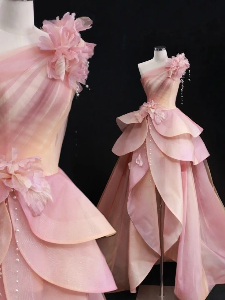 Elegant Formal Dress with 3D Flowers, A-Line Evening Party Dress fg7527