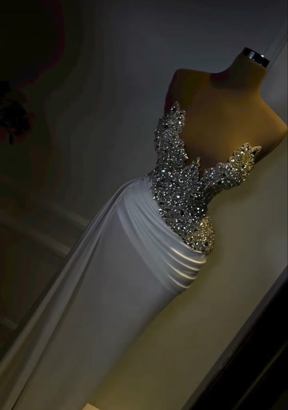 Sheath sexy white dress with diamond evening Dress fg6777