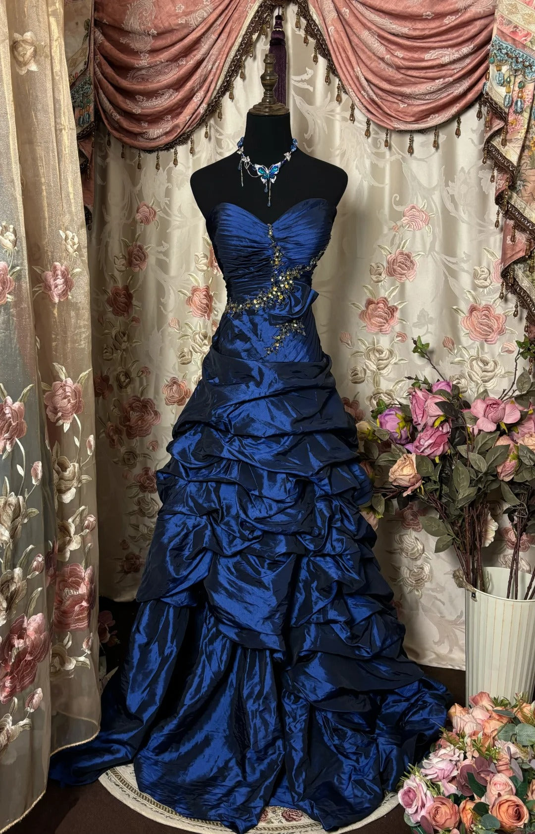 Blue Strapless Ball Gown Long Prom Dress,Long Evening Gowns fg7148