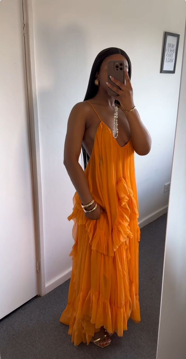 Sexy Orange Dress Long Evening Party Gowns fg7448
