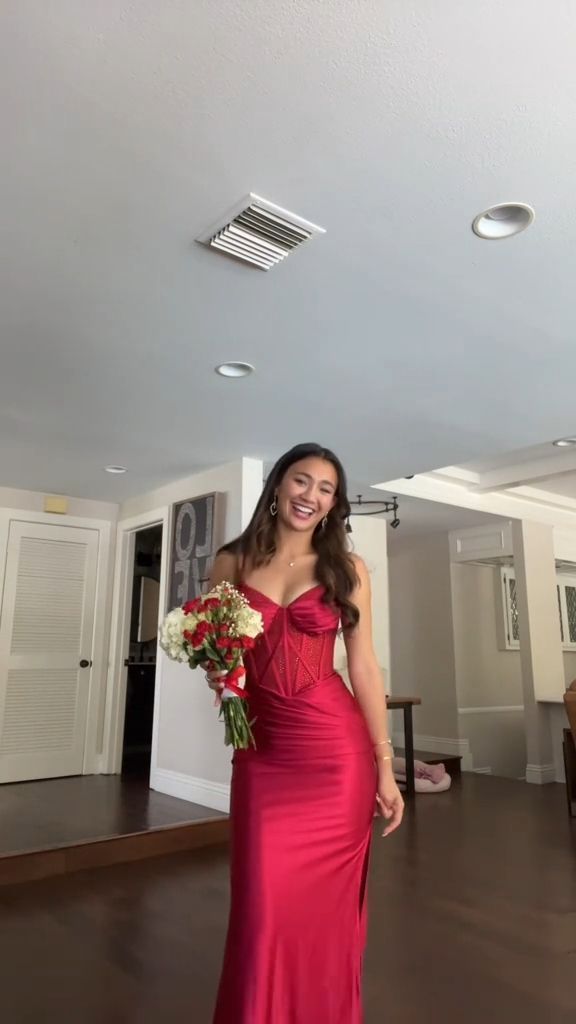 Red Mermaid Long Prom Dresses Formal Evening Dress fg7602