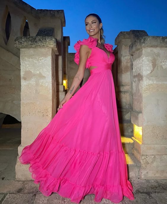 Floor Length Prom Dress for Women, A Line Sexy V Neck Evening Dress fg6787