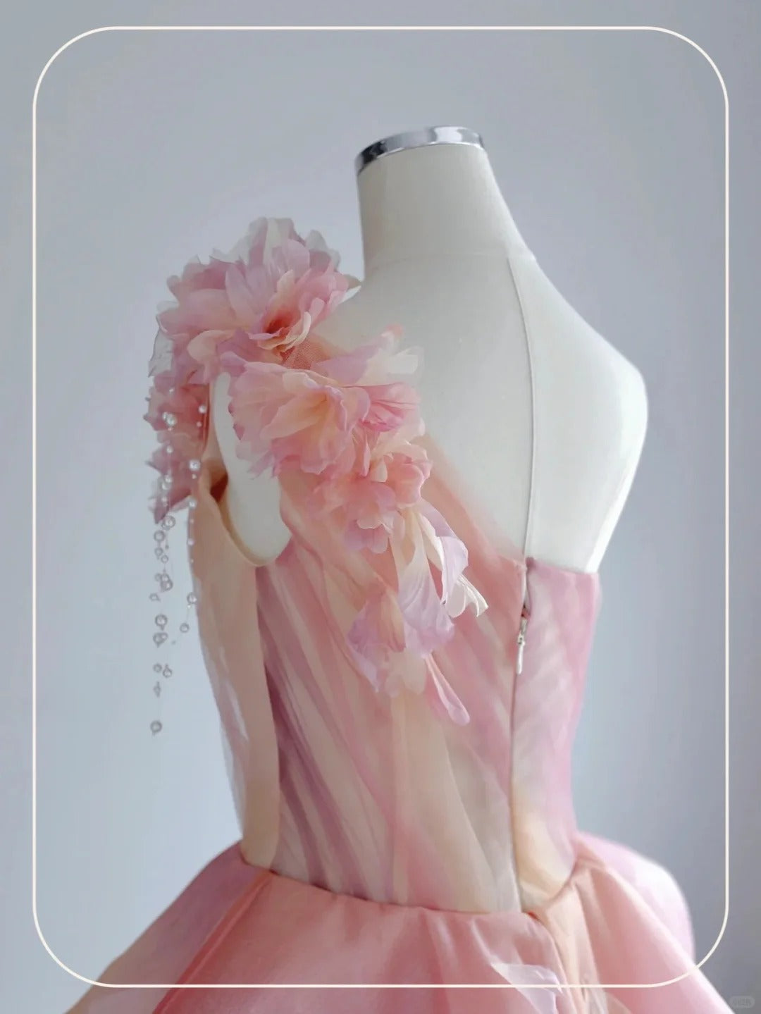 Elegant Formal Dress with 3D Flowers, A-Line Evening Party Dress fg7527