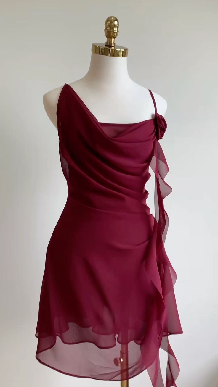 Burgundy Cocktail Dress Short Party Dress Homecoming Dress fg7537