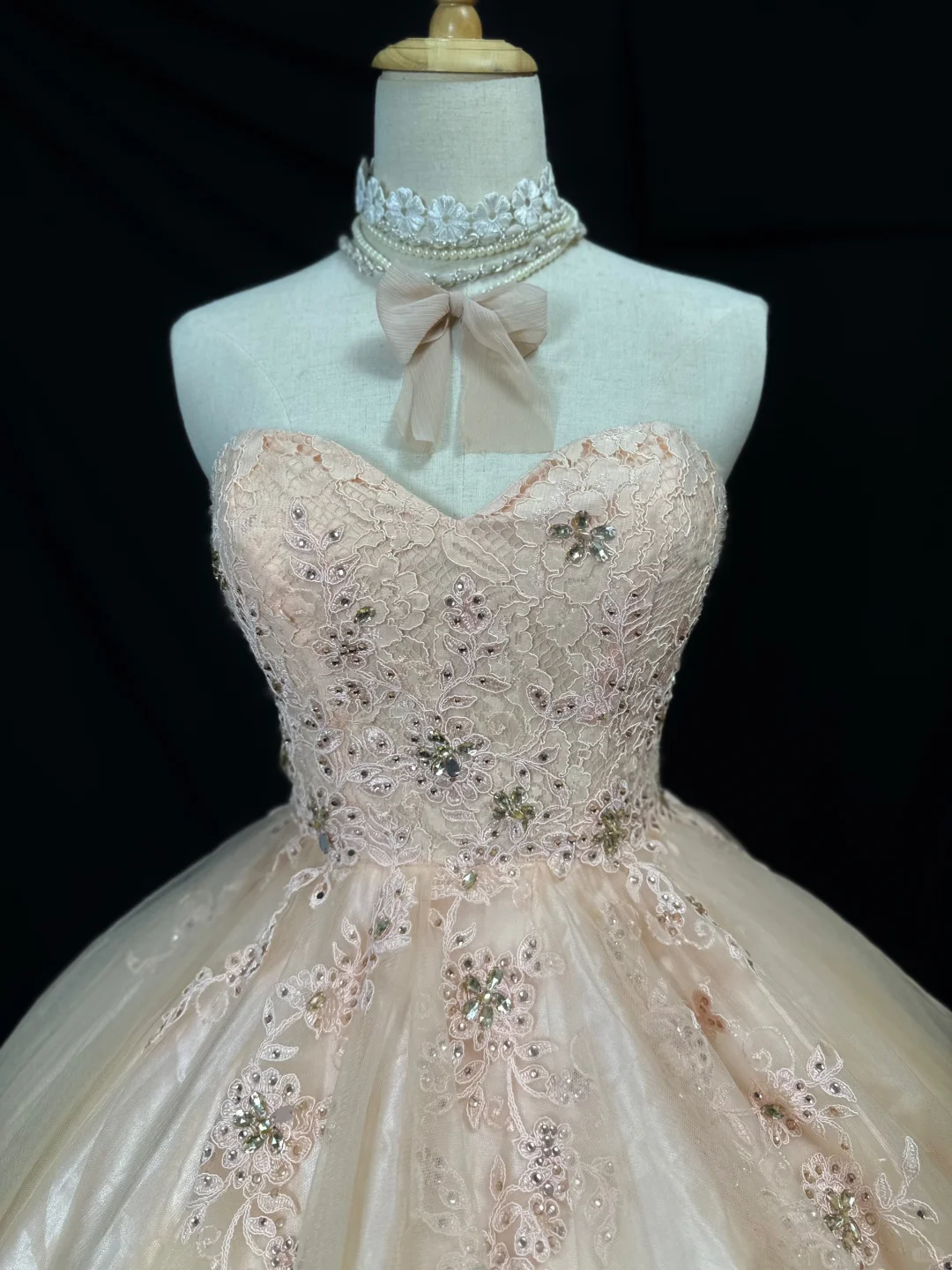 Cute Peach Powder Lace Beaded Mini Birthday Dress Strapless A Line Homecoming Dress S430