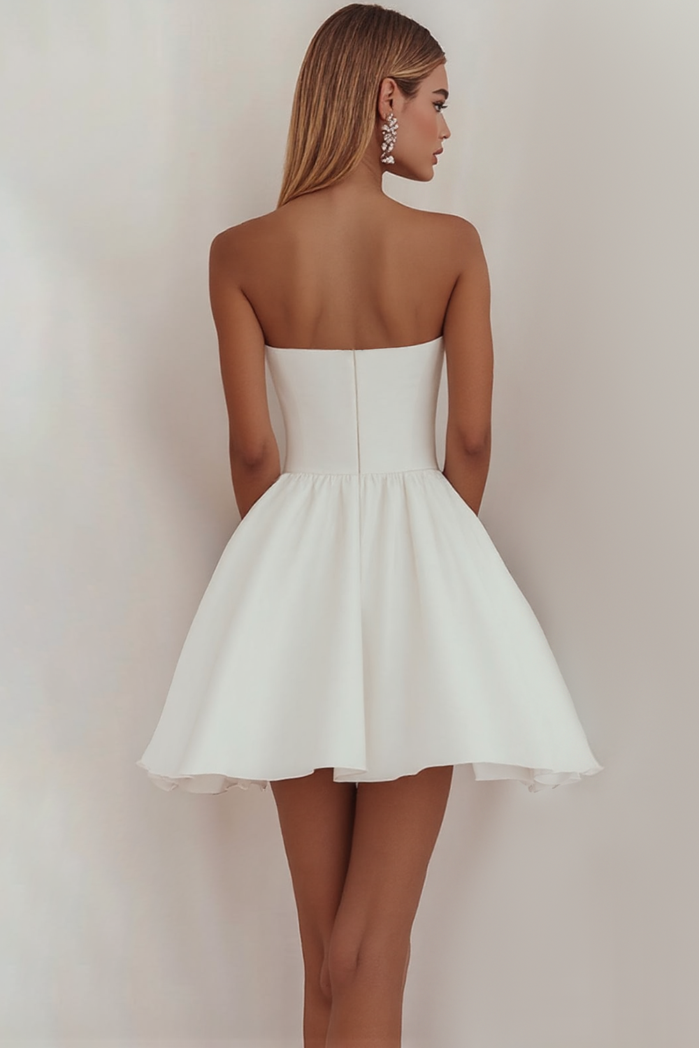 A-Line Straight Satin Short Graduation Dress