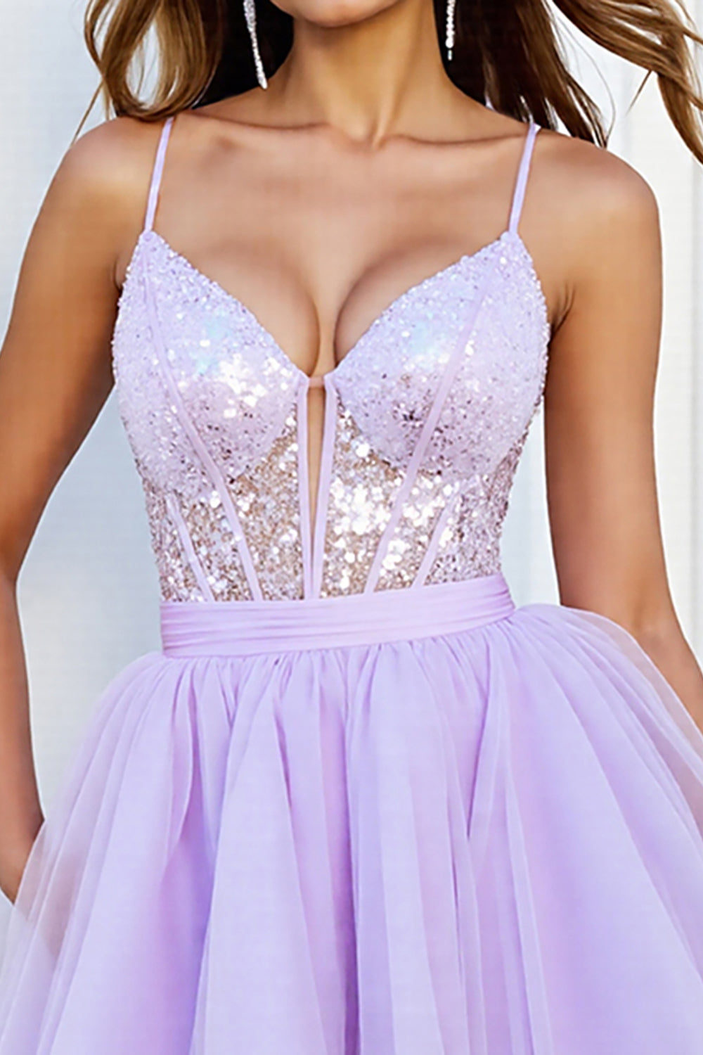 Lilac Corset Sequin A Line Homecoming Dress