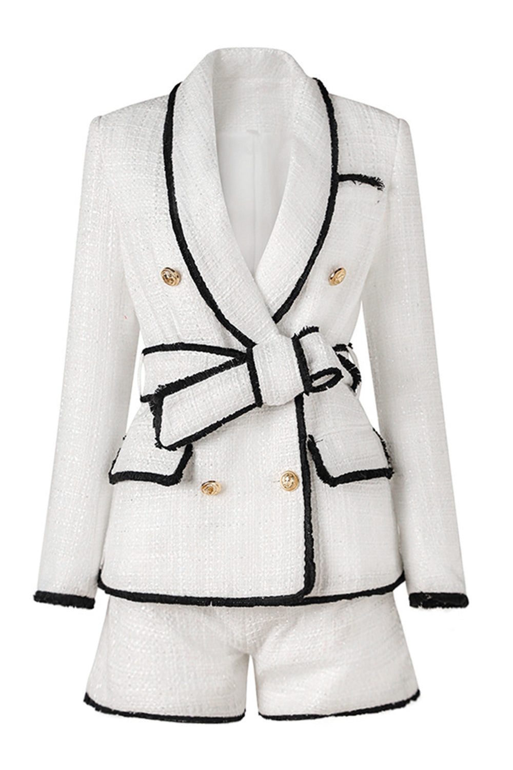 White 2-Piece Shawl Lapel Double Breasted Women Prom Suits