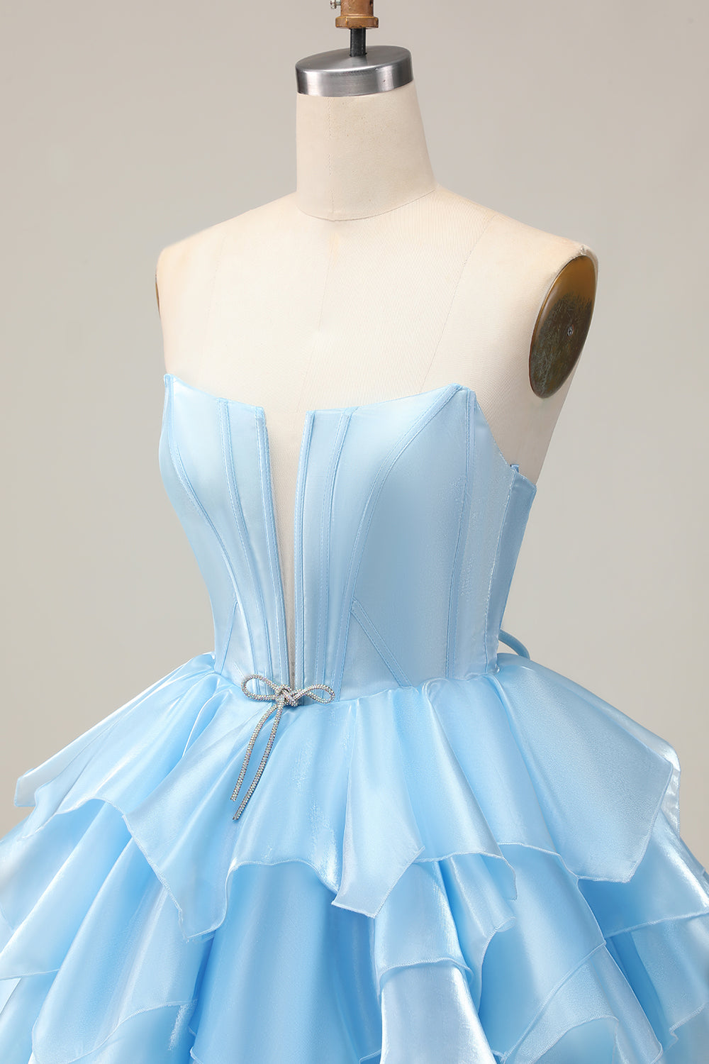 Strapless Corset Tiered A Line Pink Homecoming Dress with Lace Up Back