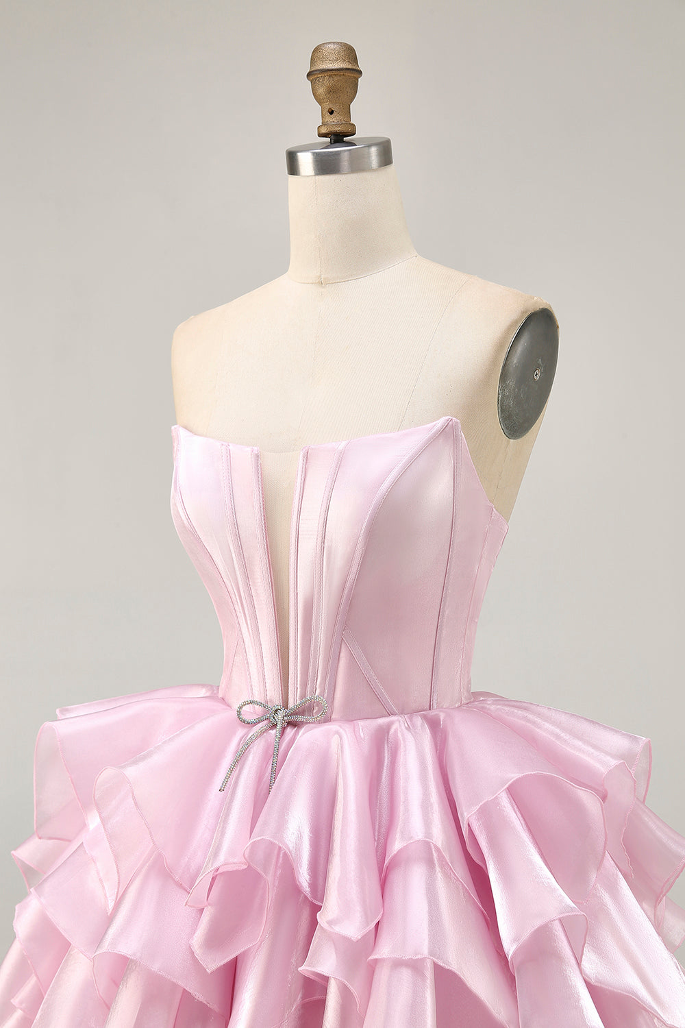 Blue Tiered Corset A Line Strapless Homecoming Dress with Lace Up Back