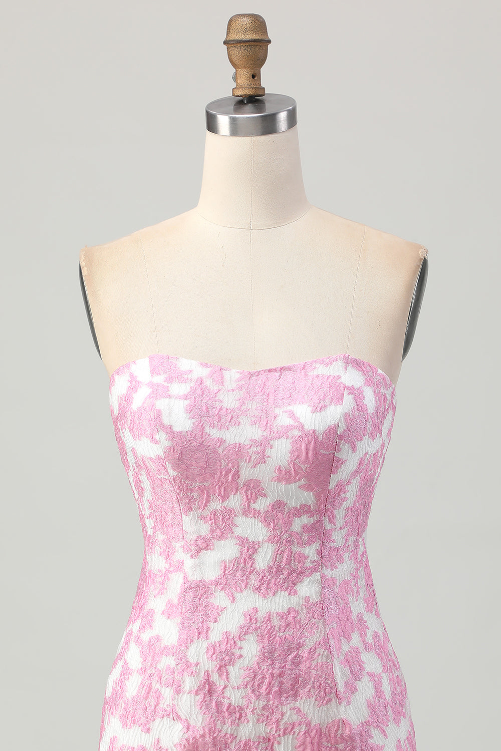 Pink Floral Off the Shoulder Homecoming Dress with Detachable Sleeves
