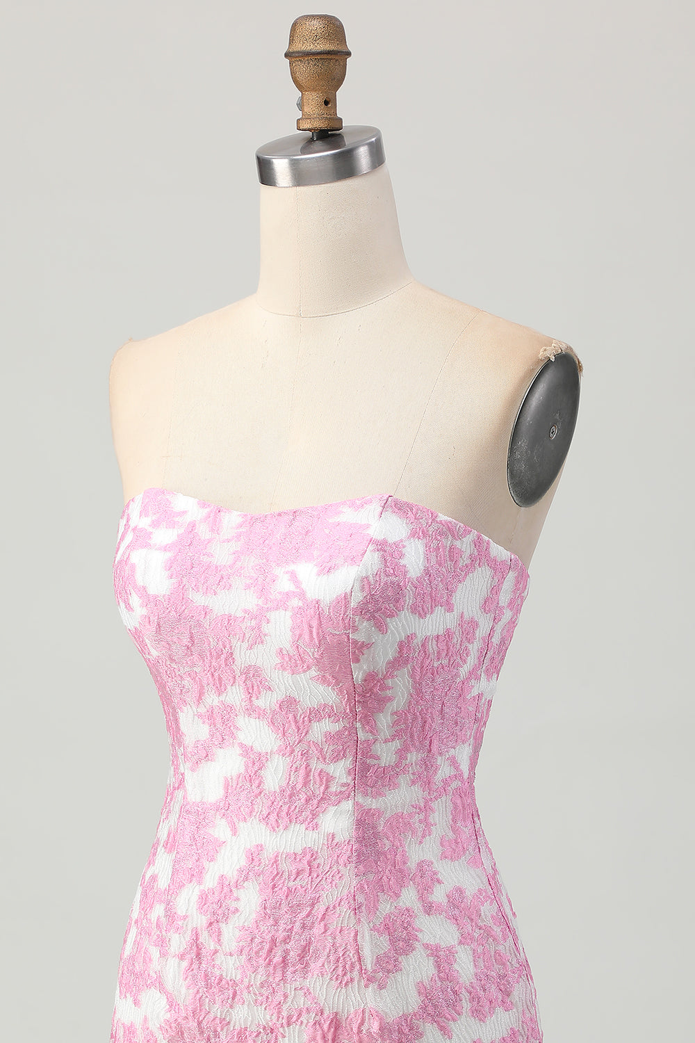 Pink Floral Off the Shoulder Homecoming Dress with Detachable Sleeves