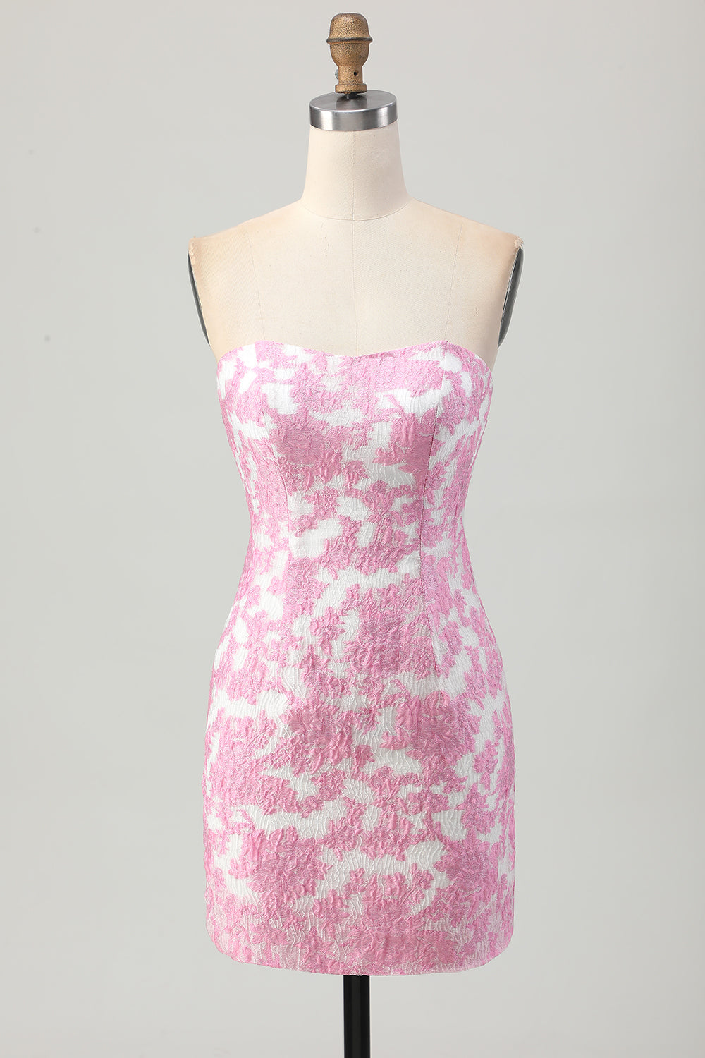 Pink Floral Off the Shoulder Homecoming Dress with Detachable Sleeves