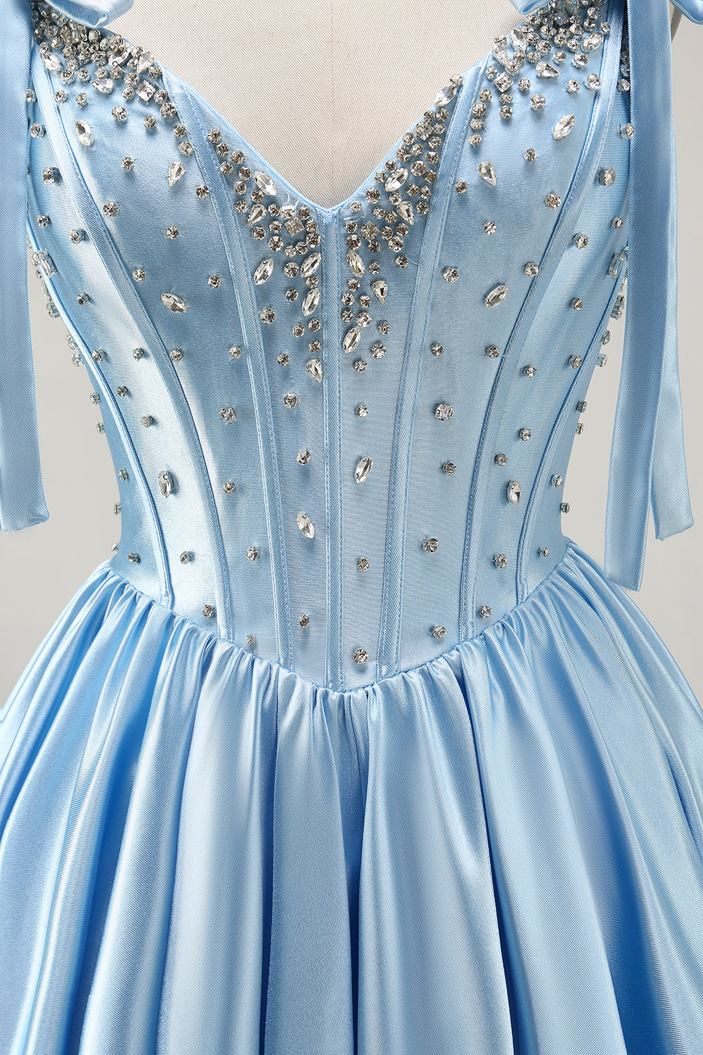 Fuchsia A-Line Corset Satin Homecoming Dress with Rhinestones