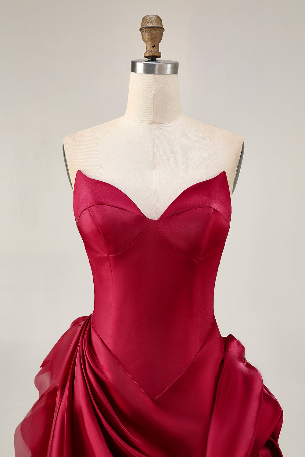 Strapless Ruffled Short Burgundy Homecoming Dress with 3D Flower