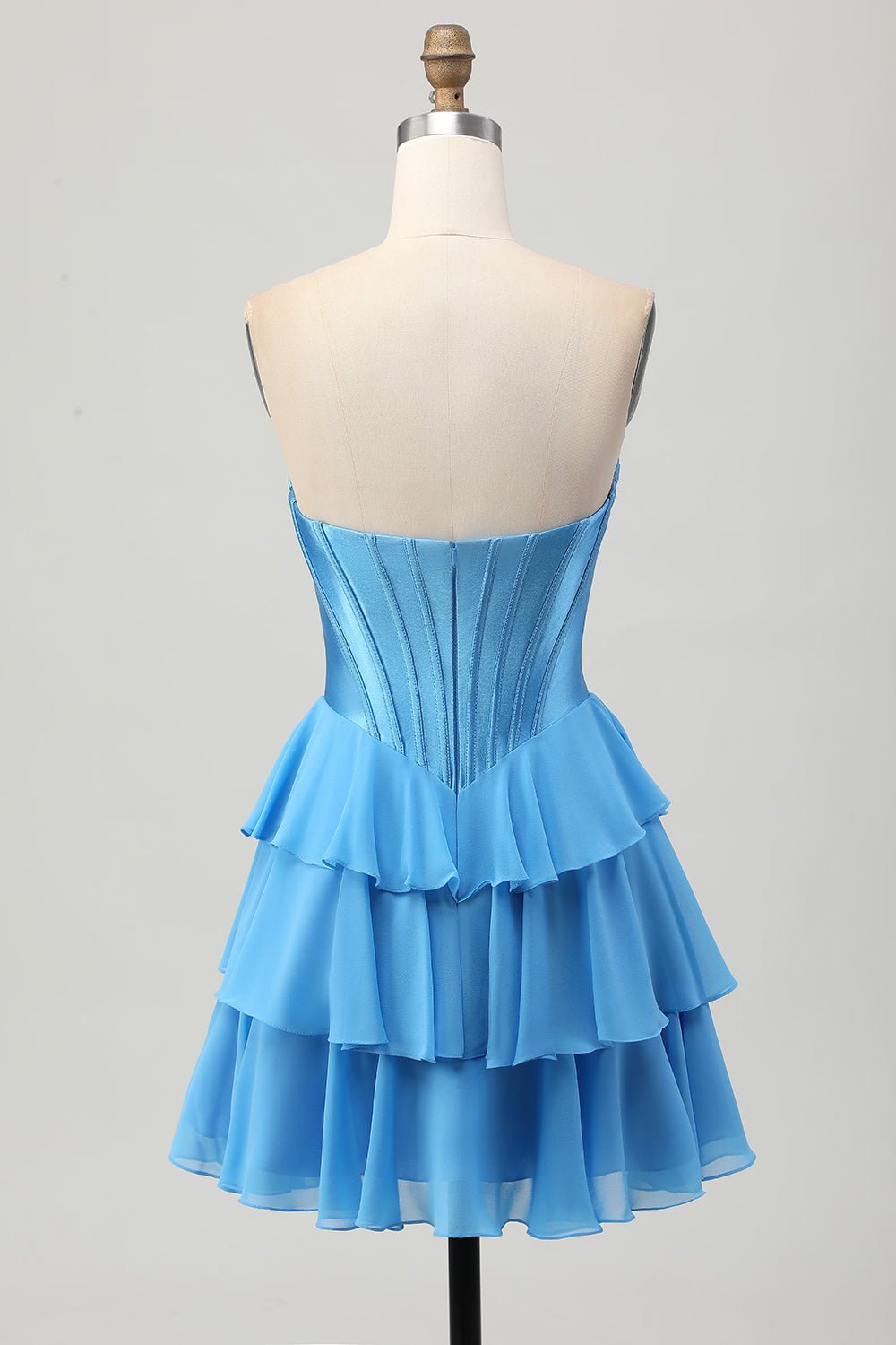 A Line Strapless Corset Tiered Short Homecoming Dress