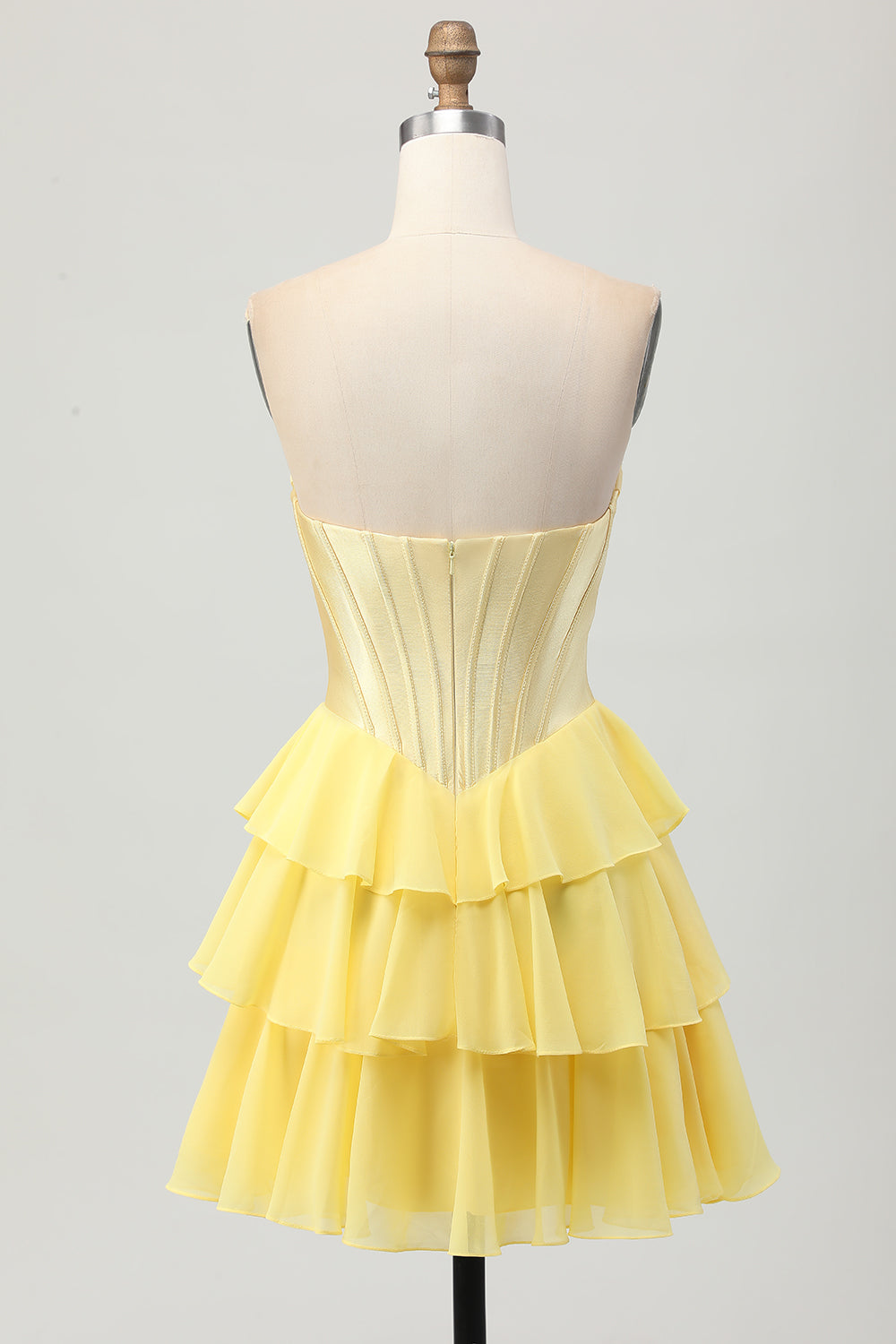 A Line Strapless Corset Tiered Short Homecoming Dress