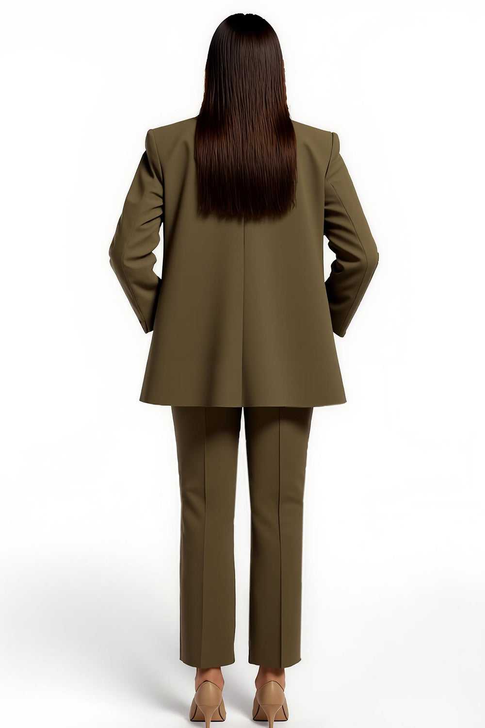Armg Green Peak Lapel 2 Piece Women Suits