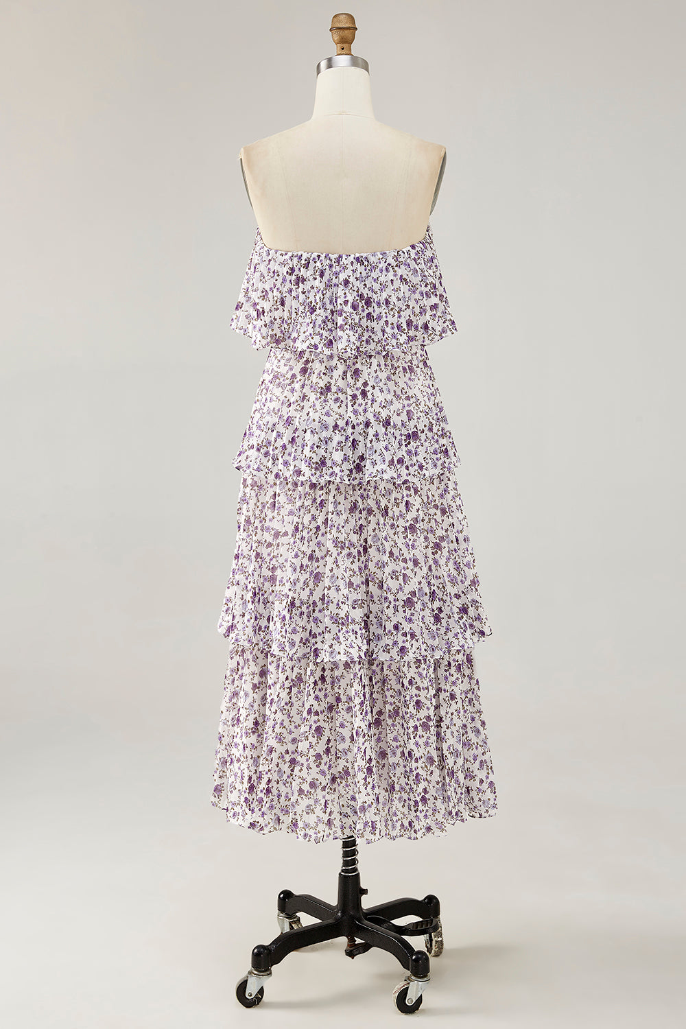 Off The Shoulder Purple Flower Printed A Line Wedding Guest Dress