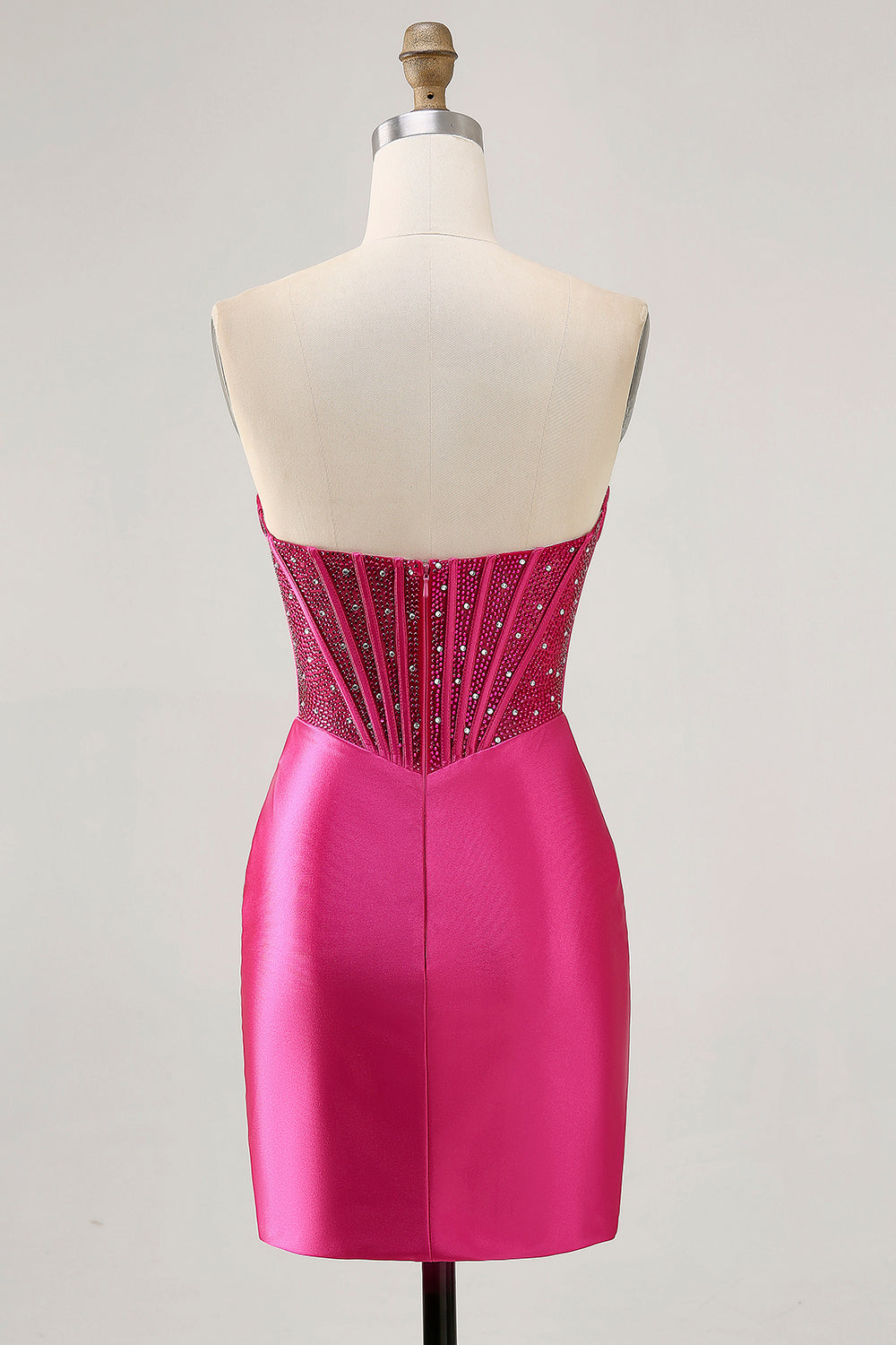 Sparkly Fuchsia Tight Beaded Corset Short Homecoming Dress
