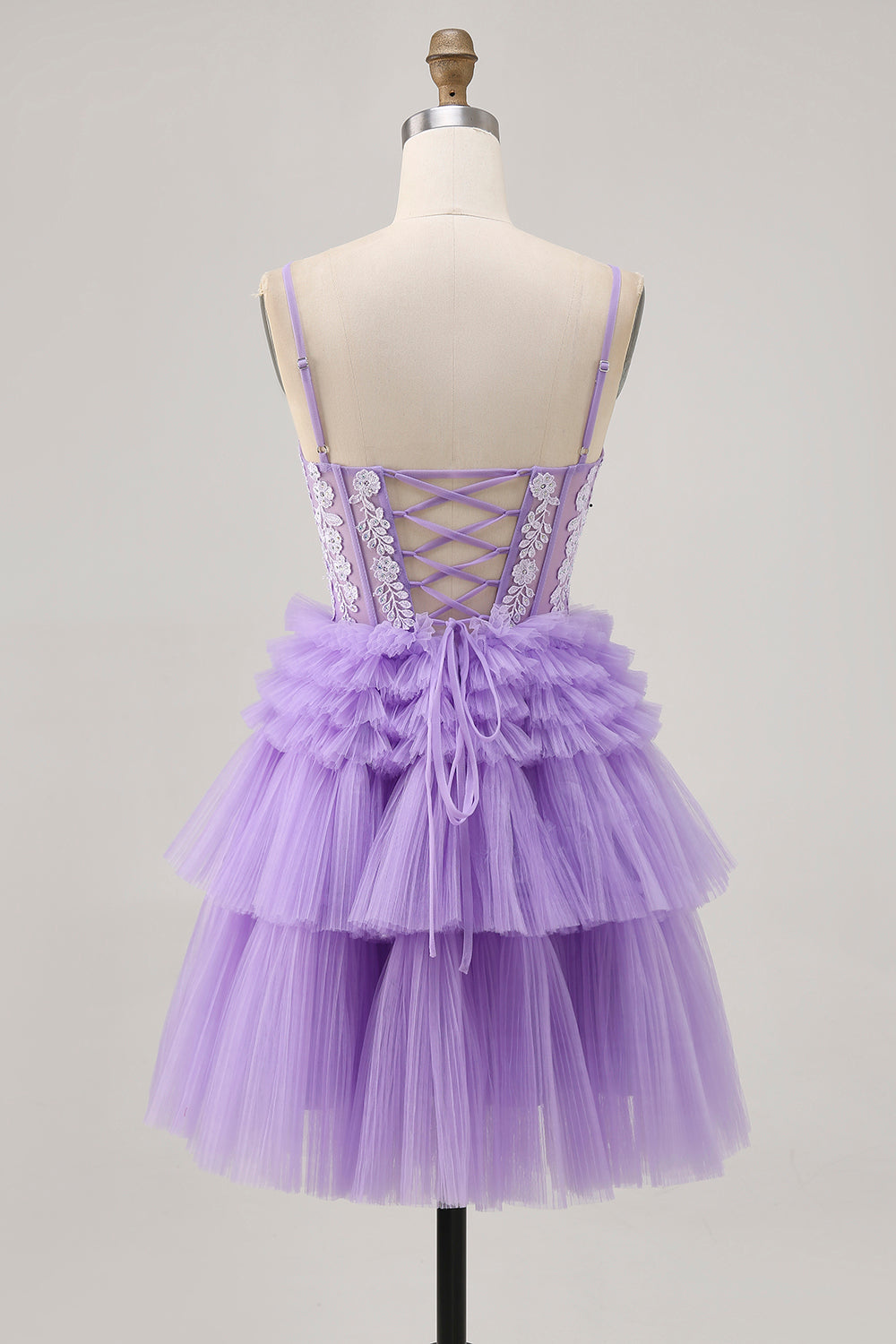 Off The Shoulder Lavender Beaded Tiered A Line Homecoming Dress