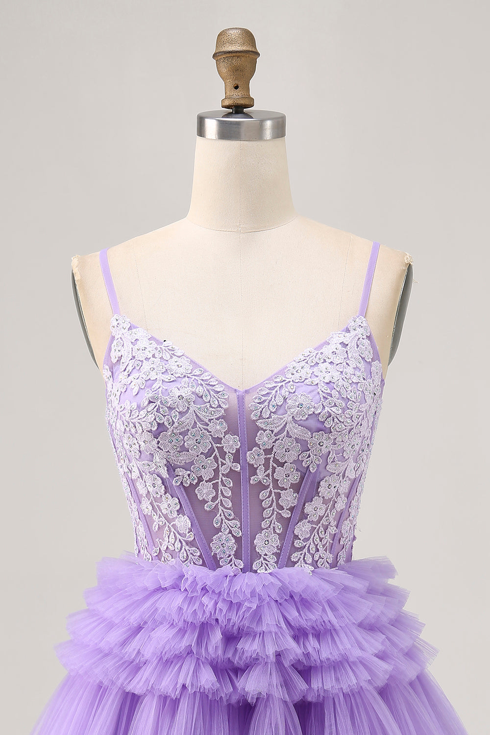 Off The Shoulder Lavender Beaded Tiered A Line Homecoming Dress