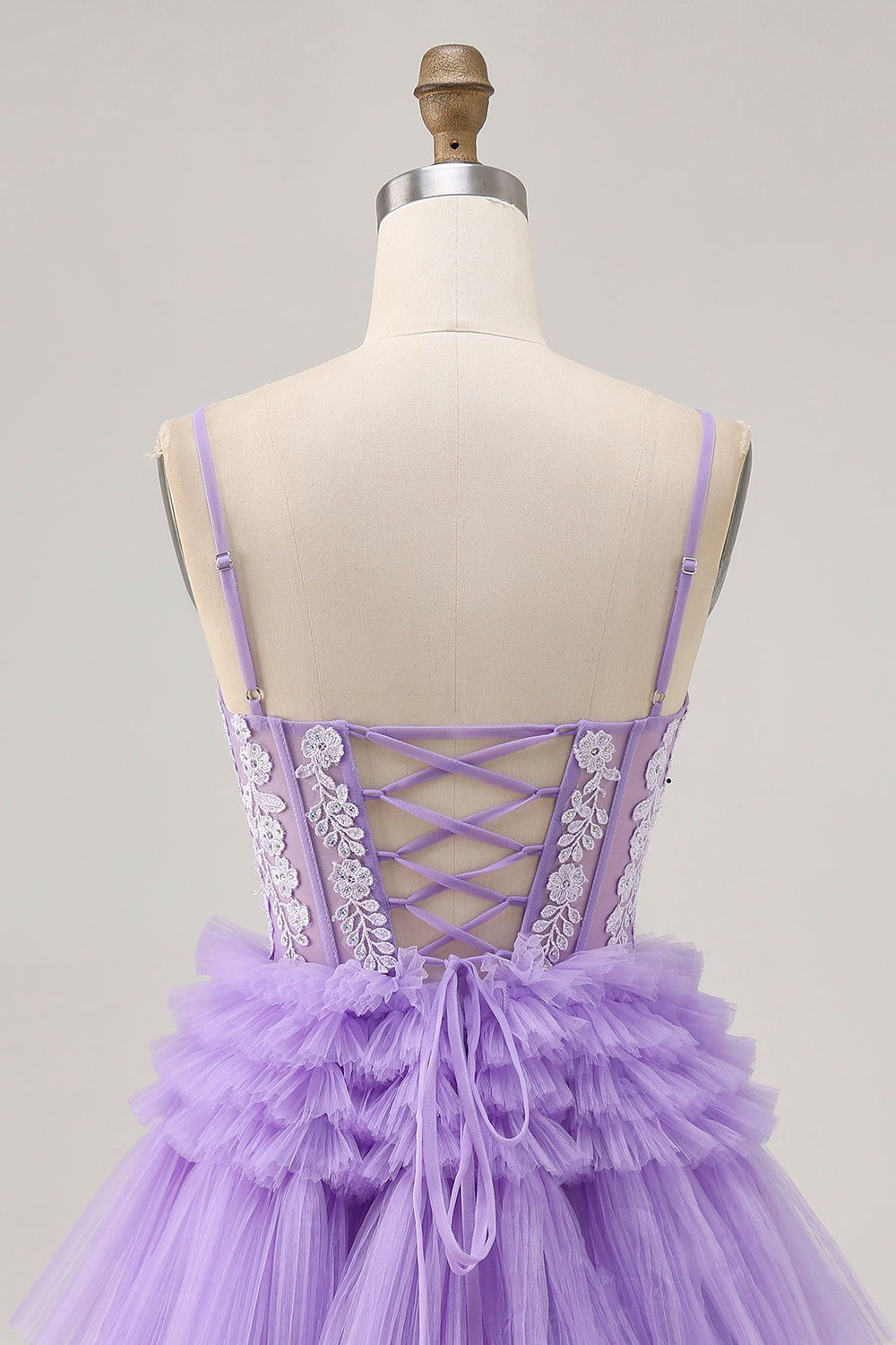 Off The Shoulder Lavender Beaded Tiered A Line Homecoming Dress