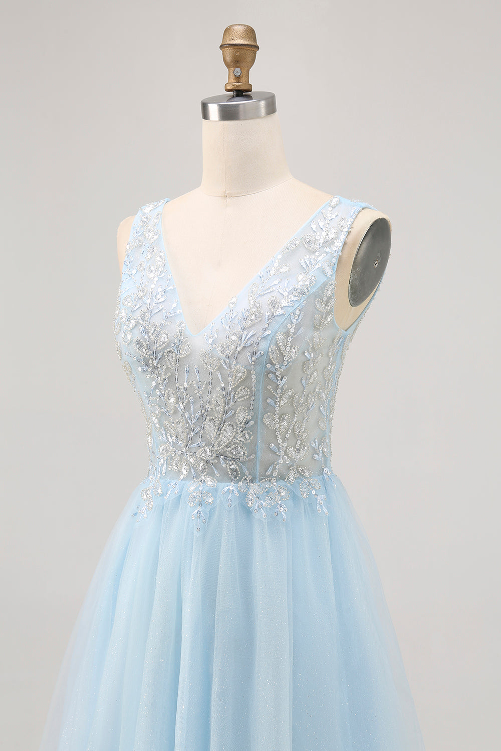 Sparkly Blue A-line Tulle Short Homecoming Dress with Sequins