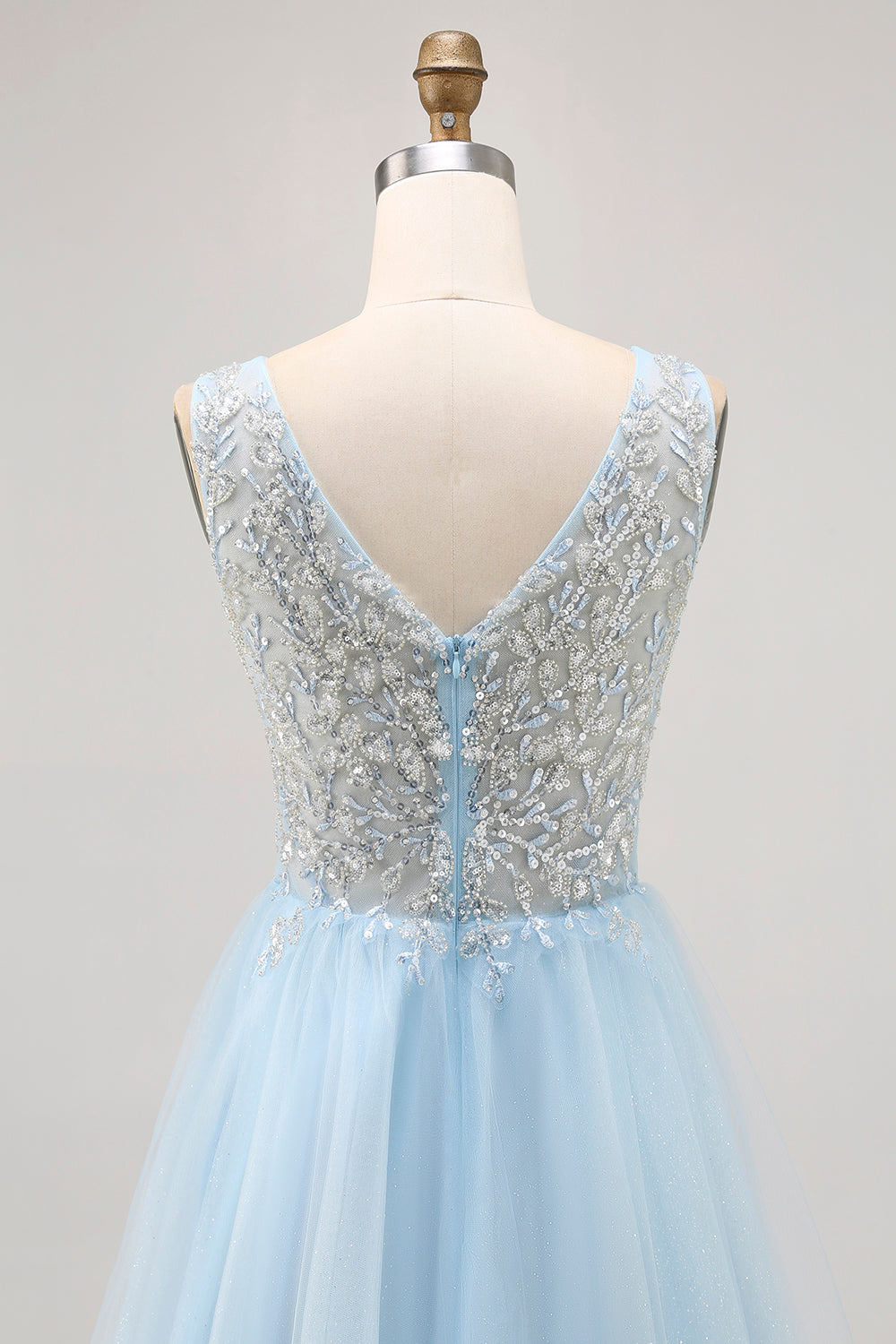 Sparkly Blue A-line Tulle Short Homecoming Dress with Sequins