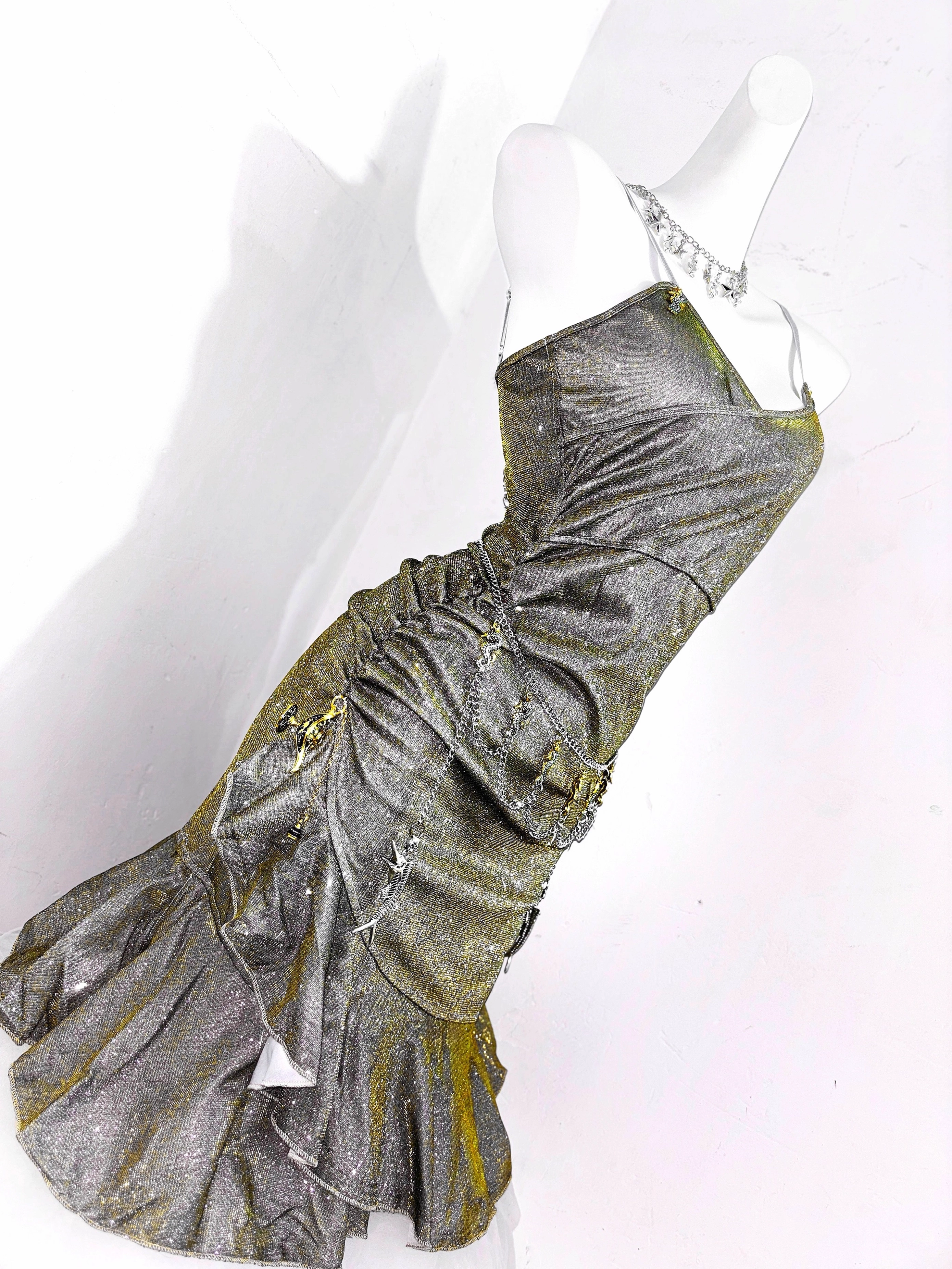 Vintage Green Spaghetti Straps Ruffle Short Homecoming Dress Birthday Outfits S609