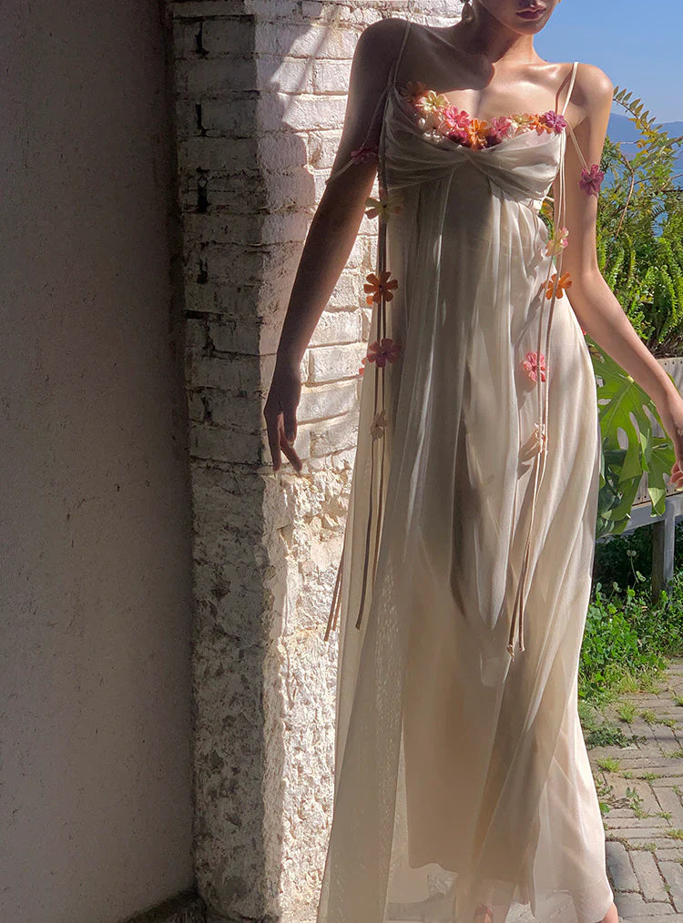Bohemian Long Beach Dress for Women, Chic and Elegant Outfit with Spaghetti Straps, Princess Evening Gowns fg6985