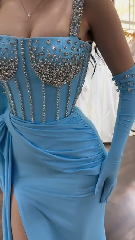 Blue Sparkly Sexy Long Prom Dress Formal Evening Dress fg7544