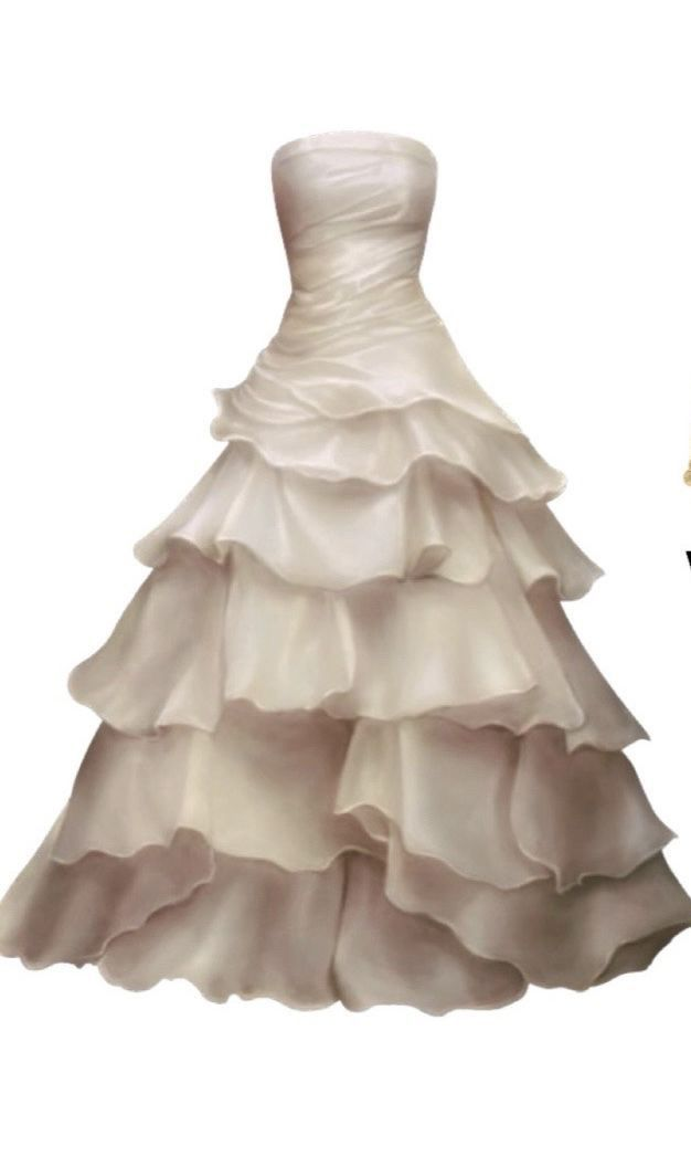 Pretty Strapless A Line Ruffle Long Prom Dress White Layered Wedding Dress S183
