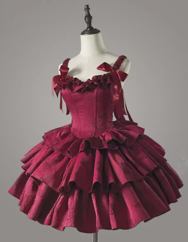 Sweet Satin Multi-Layered Print Floral A Line Homecoming Dress Red Spaghetti Straps Birthday Dress S448
