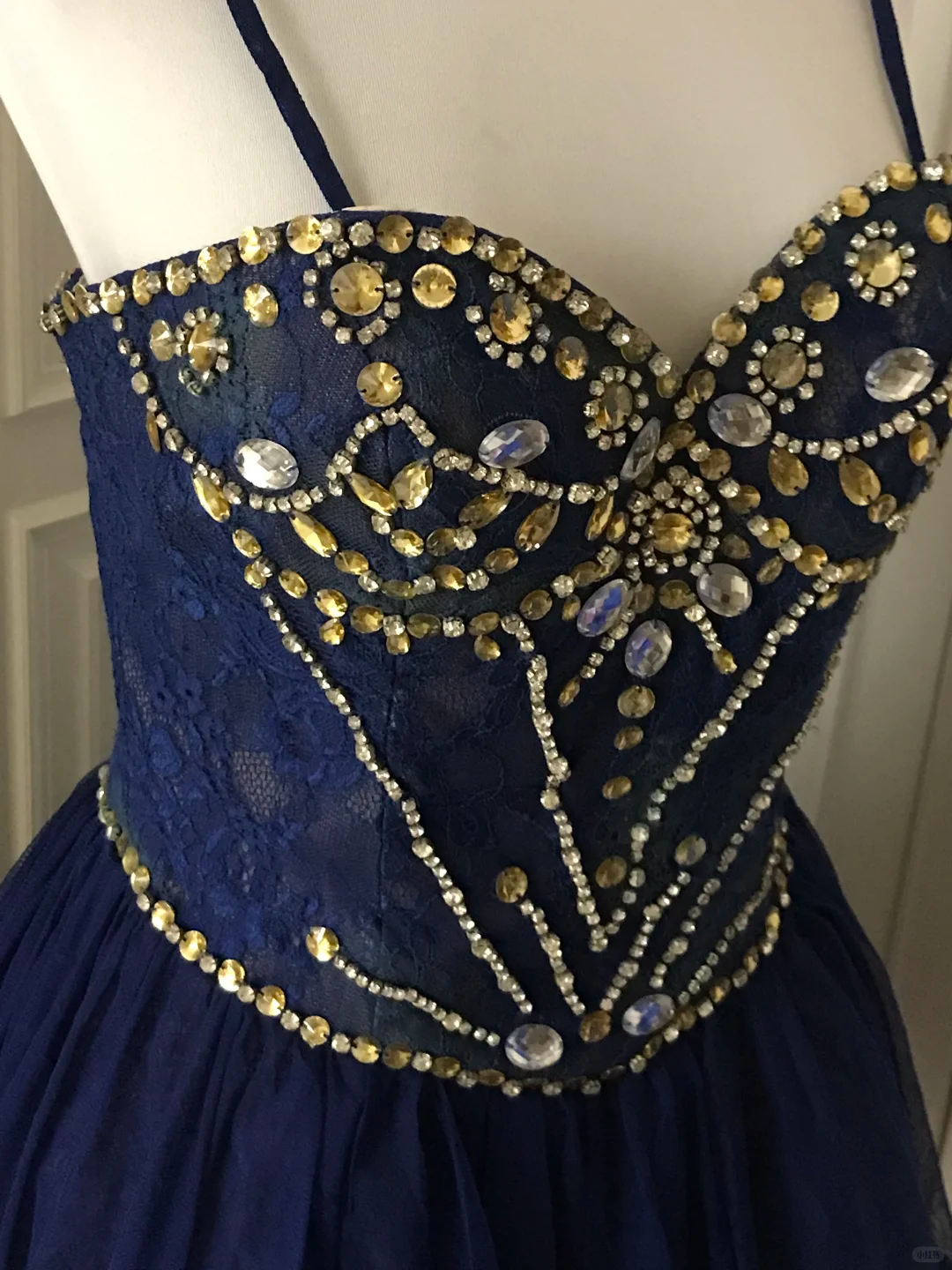Vintage Navy Blue Lace Beaded A Line Homecoming Dress Birthday Dress S545