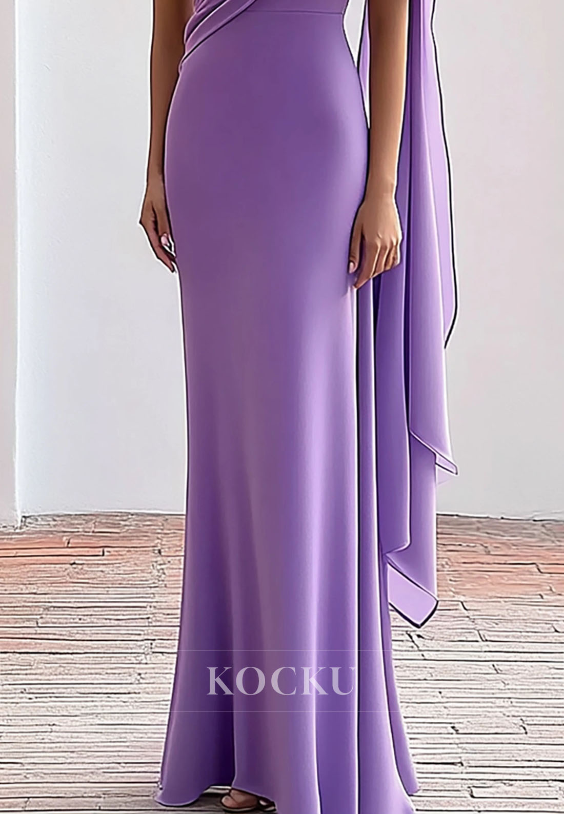Tahiti One Shoulder Sleeveless Sheath Chiffon Long Wedding Guest Dress Formal Gowns