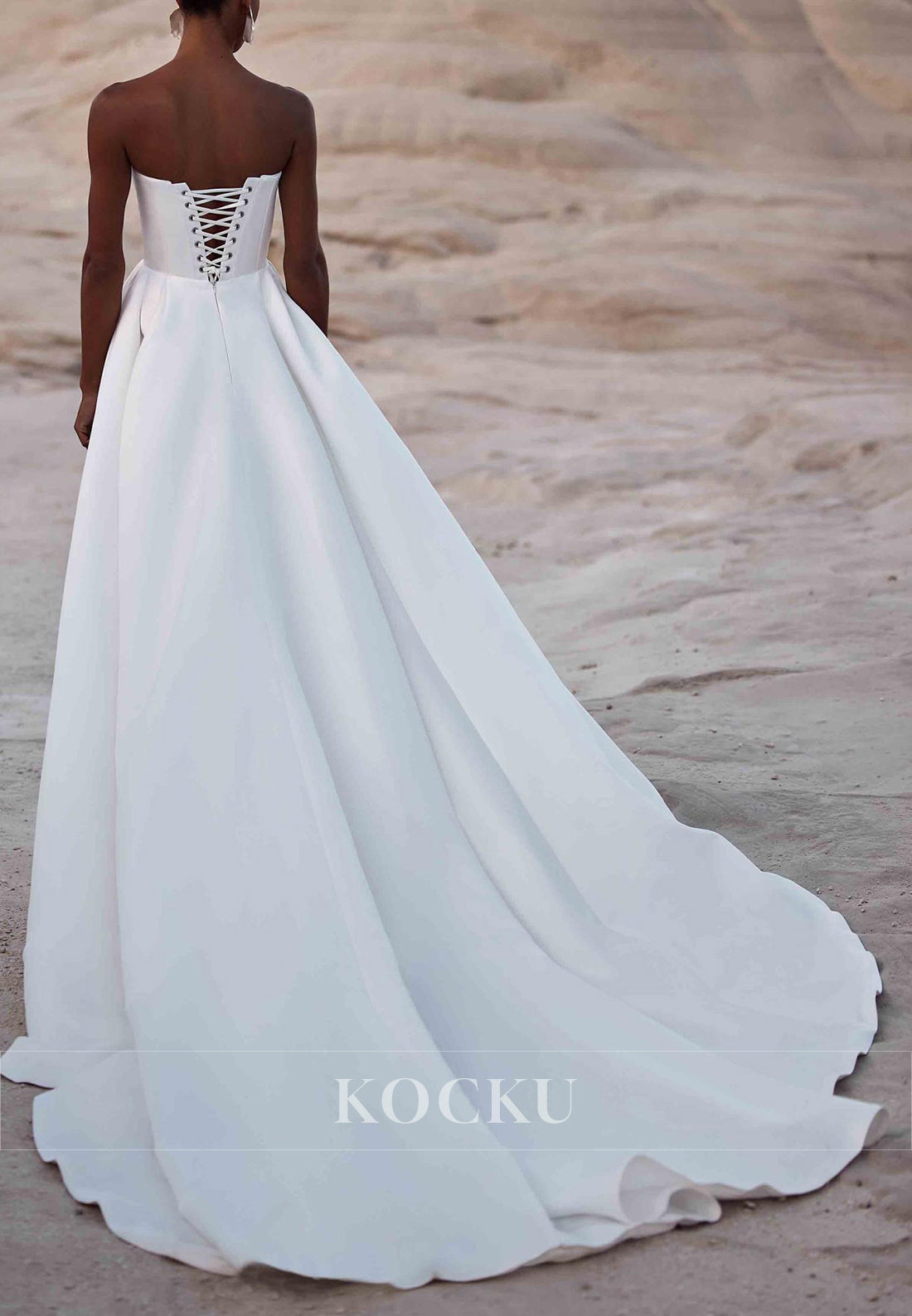 Strapless Satin Ball Gown Wedding Dress with Corset Back & Train